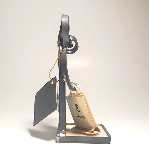 GUCCI Themed Stained Glass Figurine Angel Holding a Gucci Shopping Bag Decor NWT - Picture 4 of 9